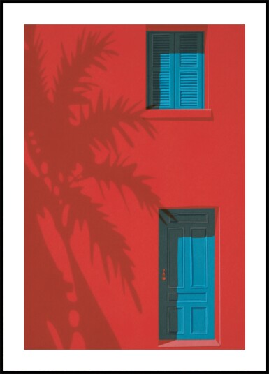 Red Wall Blue Door Plakat / 21x30