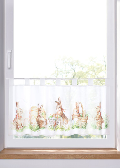 bonprix Gardinkappe med harer 6 (H/B: 60/150 cm),1 (H/B: 30/90 cm),2 (H/B: 30/120 cm),3 (H/B: 45/90 cm),4 (H/B: 45/120 cm),5 (H/B: 60/120 cm) hvit