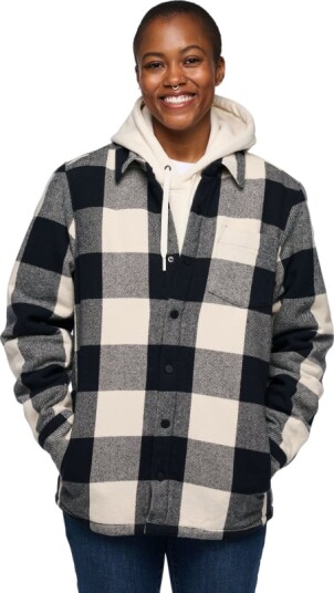 Black Diamond Women's Project Lined Flannel Shirt L , Black-Off White Plaid