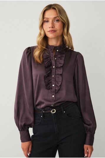 Ellos Collection Satengbluse Brun