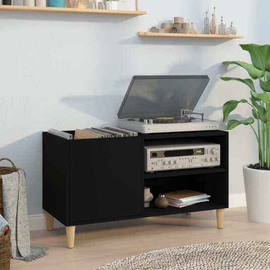 Hifi benk svart 84,5x38x48 cm konstruert tre