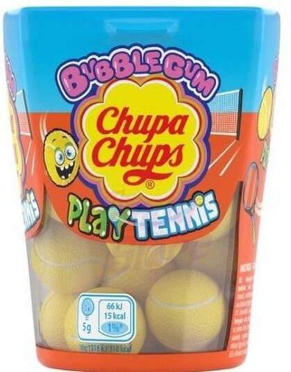 Chupa Chups Play Tennis Ice Cup Tyggegummi med Fyll 90 gram