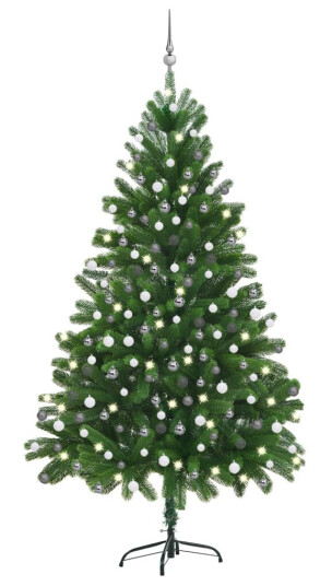 vidaXL Kunstig juletre med LED og kulesett 210 cm grønn