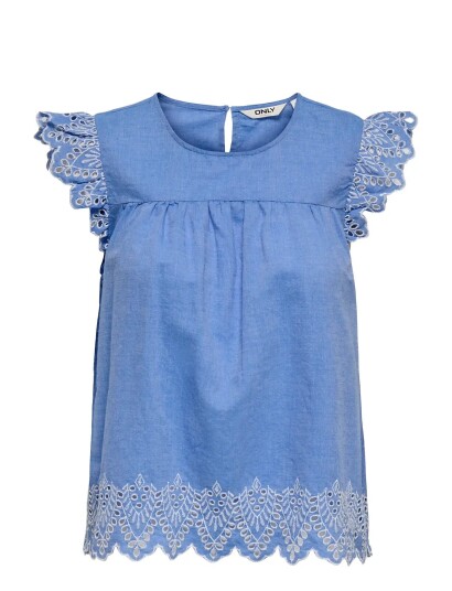 ONLY Carmakoma Cartulum Emb S/S Top Wvn   Blue   44