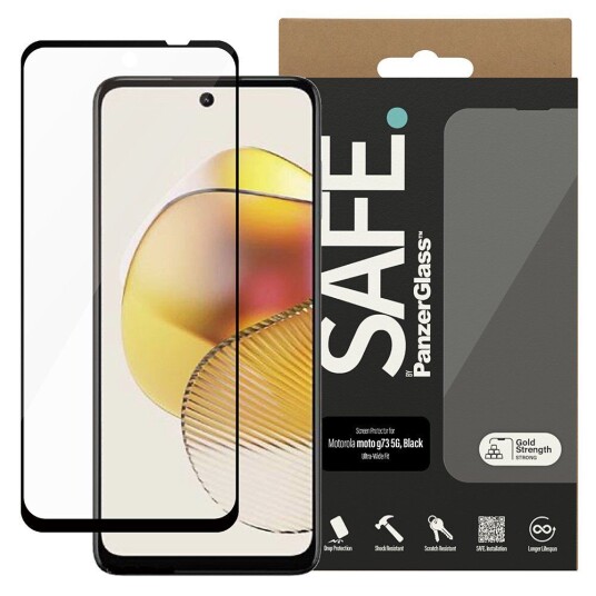 PanzerGlass Motorola Moto G73 Safe By PanzerGlass™ Ultra-Wide Fit Beskyttelsesglass - Case Friendly - Gold Strength - Gjennomsiktig