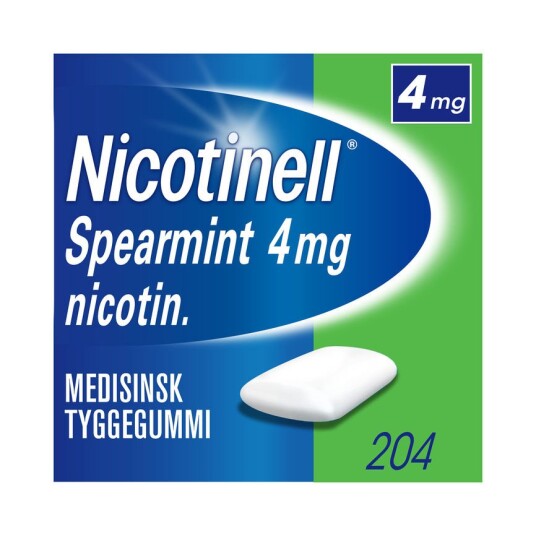 Nicotinell Tyggegummi 4mg spearmint 204 stk. Nicotinell Tyggegummi 4mg spearmint 204 stk.