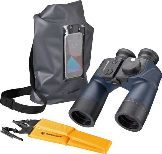 Bresser BinoSail 7x50 Marinekikkert ??? Belyst kompass, vanntett, nitrogengass, IPX7 ??? Bl??