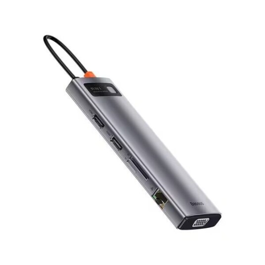 Baseus Hub 11in1 Metal Gleam Series USB-C to 3x USB 3.0 + 2x HDMI + USB-C PD + Ethernet RJ45 + microSD/SD + VGA + AUX USB-hub - USB 3.0 - 11 porter - Grå Baseus Hub 11in1 Metal Gleam Series USB-C to 3x USB 3.0 + 2x HDMI + USB-C PD + Ethernet RJ45 + microSD/SD + VGA + AUX USB-hub - USB 3.0 - 11 porter - Grå