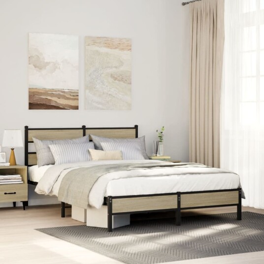 Sengeramme uten madrass sonoma eik 160x200 cm konstruert tre 8721158378460 Sengeramme uten madrass sonoma eik 160x200 cm konstruert tre 8721158378460