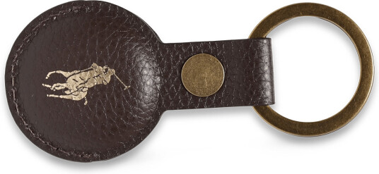 Polo Ralph Lauren Pebbled Leather Airtag Key Fob   Brown   ONE SIZE
