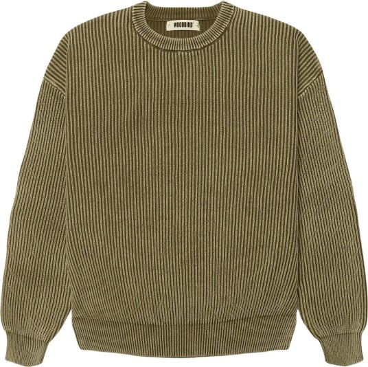 Woodbird Wbsake Washed Crew Khaki green L