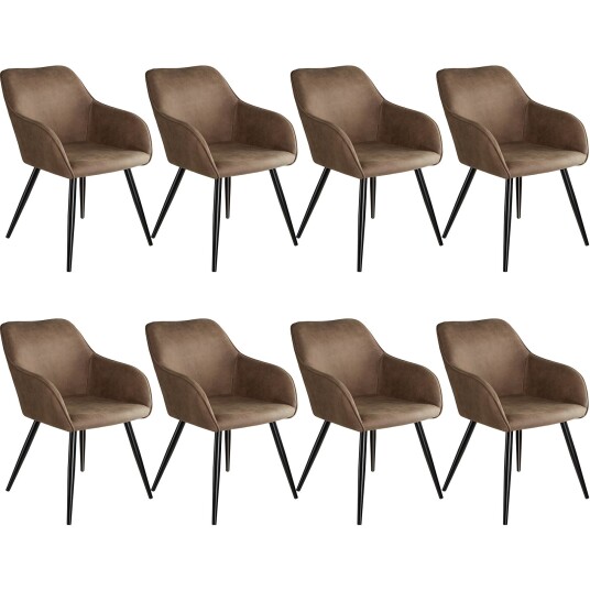 tectake 8x Stol Marilyn tekstil - brun/svart