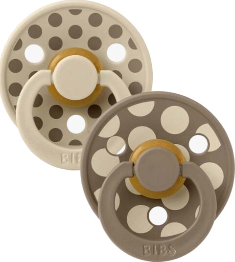 BIBS Pacifier Studio Colour Polka Medium Latex Vanilla Dark Oak S