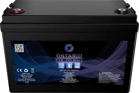 Ontario PRO X Heat 12.8V 100Ah LiFePO4 litiumbatteri (med varme og blåtann)