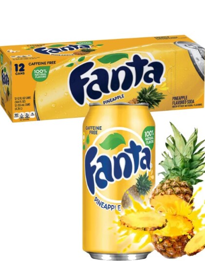12 pack Fanta Pineapple / Ananas Smak av 355 ml USA Import