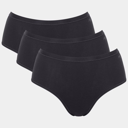 Sloggi Truser 3P GO Daily Cotton Midi Briefs Svart bomull Large Dame Sloggi Truser 3P GO Daily Cotton Midi Briefs Svart bomull Large Dame