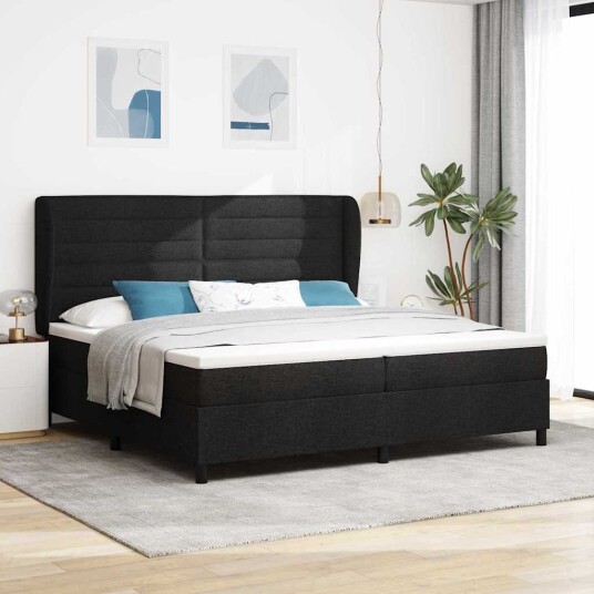 Kontinental Sengebunn med Madrass Svart 200x200 cm Stoff