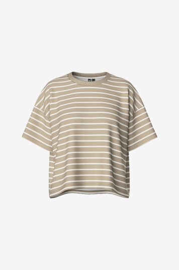 pieces Collegegenser pcChilli Summer 2/4 Sweat Stripe Beige