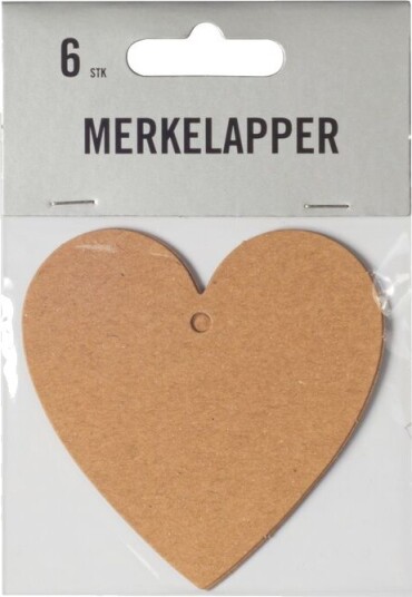 Merkelapp hjerte 6pk kraft brun