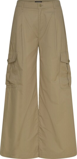 Lauren Ralph Lauren Pleated Cotton Twill Wide Leg Cargo Pant   Khaki green   40