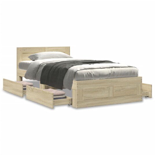 Sengeramme med hodegavl sonoma eik 100x200 cm konstruert tre 8721102855825