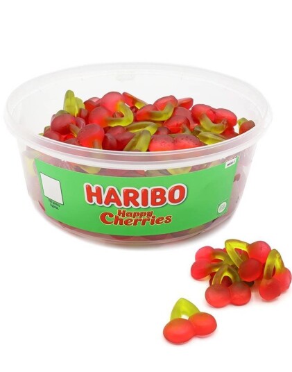100 stk Haribo Happy Cherries   Boks med Kirsebær Vingummi 780 gram