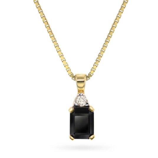 Michelle, Smykke i 585 gult gull med diamant 0,06 ct og sort onyx Michelle, Smykke i 585 gult gull med diamant 0,06 ct og sort onyx