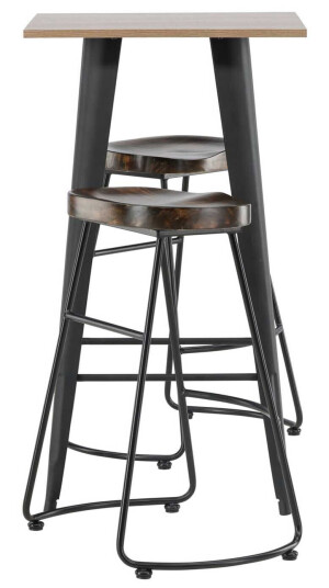 Venture Design Tempe & Ozark bargruppe Svart/valnøtt 2 stoler & bord 60 x 60 cm