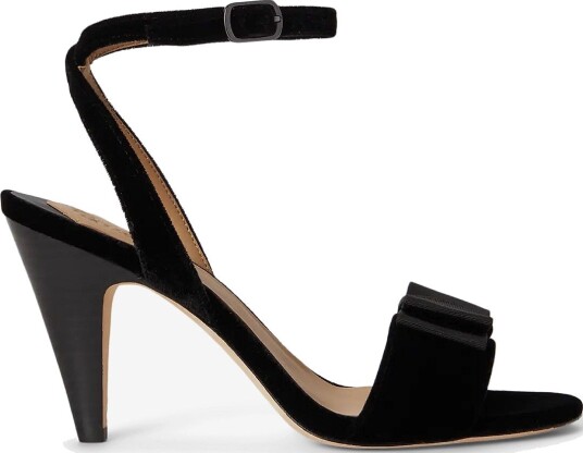 Lauren Ralph Lauren Gracy Bow Trim Velvet Sandal BLACK/BLACK 36 Lauren Ralph Lauren Gracy Bow Trim Velvet Sandal BLACK/BLACK 36