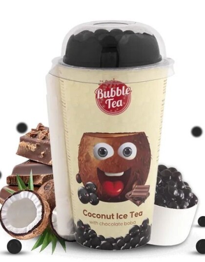 Coconut Ice Tea With Chocolate Boba Kokos Iste med Sjokolade Bobaperler 350 ml