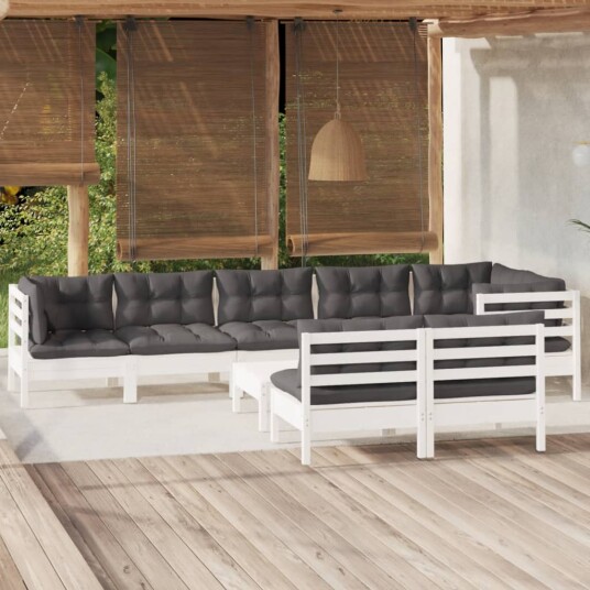  Hagesofagruppe med puter 9 deler hvit heltre furu 3096461