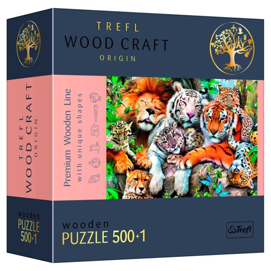 Trefl Woodcraft Origin Wild Cats in the Jungle Puzzle 500 biter Trefl Woodcraft Origin Wild Cats in the Jungle Puzzle 500 biter