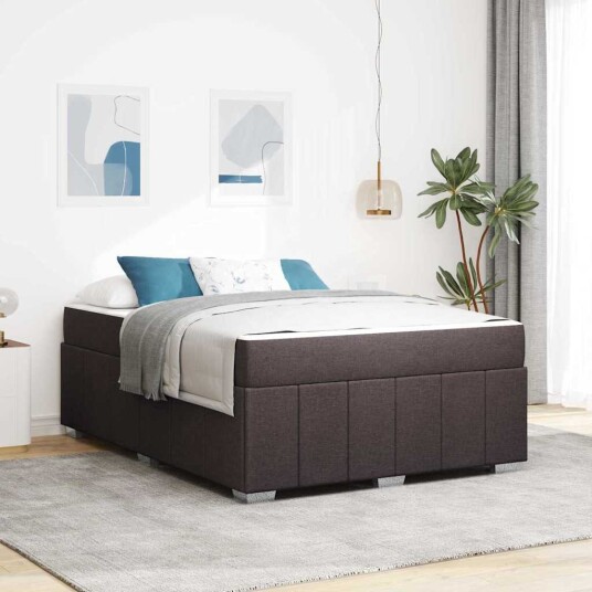 vidaXL Sengestamme med madrass Mørk brun 160 x 200 cm stoff
