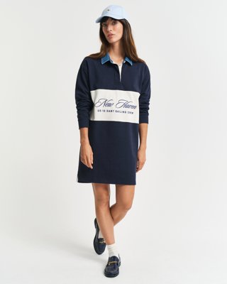 Gant Oversized ruggerkjole i bomull EVENING BLUE XXL