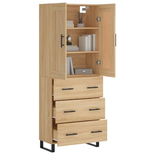 Highboard sonoma eik 69,5x34x180 cm konstruert tre