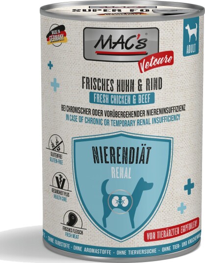 Mac's våtfôr Dog Vetcare nyrediett Kylling 6 x 400 g