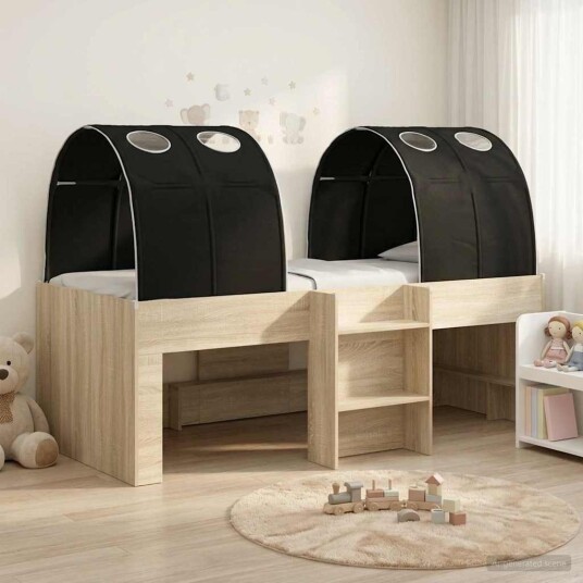  Seng med tunnel 4 pcs Sonoma eik og svart Konstruert tre