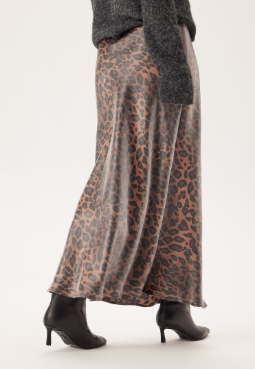 BUBBLEROOM Shimmer Midaxi Skirt Leopard/Brown XS