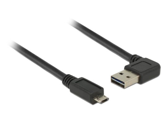 Delock EASY USB USB 2.0 Micro B/A 2m Svart Vinklet