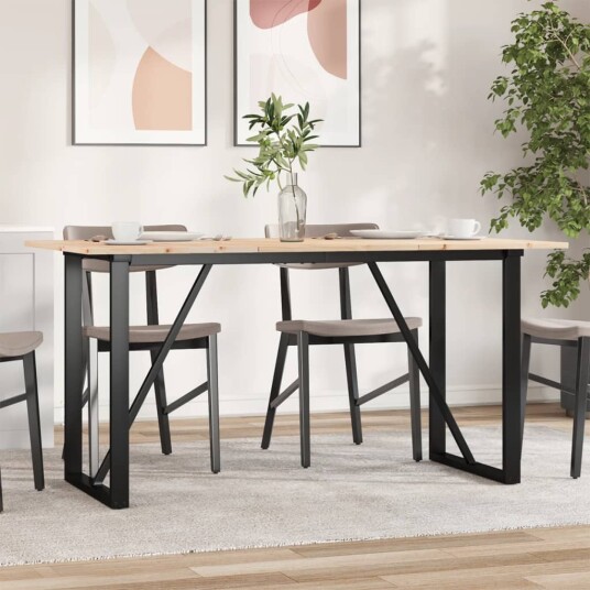 Spisebord O-ramme 140x80x75 cm heltre furu og støpejern 3282676 Spisebord O-ramme 140x80x75 cm heltre furu og støpejern 3282676