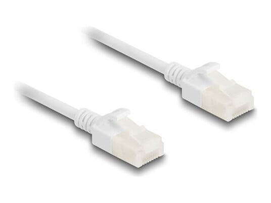 Delock Koblingskabel Rj-45 Hann Til Rj-45 Hann 50 Cm 3.6 Mm U/Utp Uskjermet Cat 6A Halogenfri Formstøpt Uten Hindringer Slank Hvit