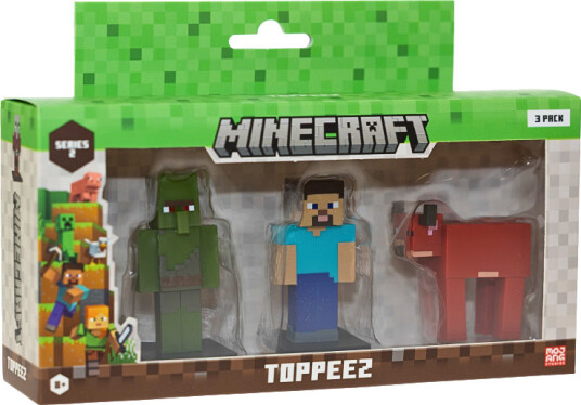 Minecraft Figur – S2 Toppeez 3 stk 6 cm – Zombie Villager, Steve og Cow Minecraft Figur – S2 Toppeez 3 stk 6 cm – Zombie Villager, Steve og Cow