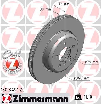 Bremseskive ZIMMERMANN 150.3491.20 Bremseskive ZIMMERMANN 150.3491.20