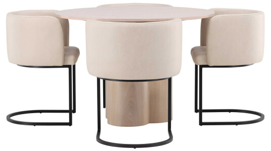 Venture Design Olivia & Simrishamn spisegruppe Beige/whitewash 4 stoler & bord 110 cm