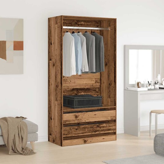 Garderobe gammelt tre 100x50x200 cm konstruert tre 8721158628091