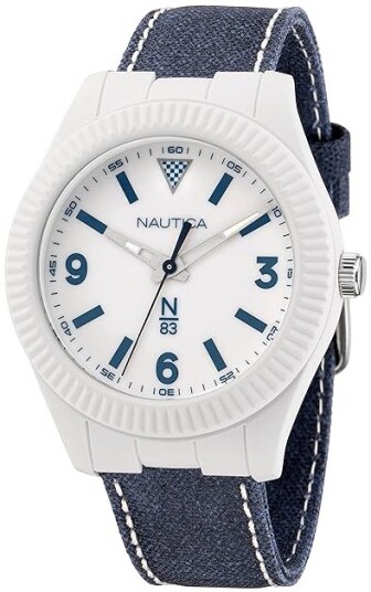 Nautica Herreklokke NAPMBF203 N83 Hvit/Lær Ø41 mm