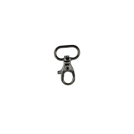 Læderiet Karabinhake Gun metall 42x20mm 1 stk