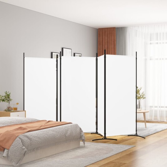 vidaXL Romdeler med 5 paneler hvit 433x180 cm stoff