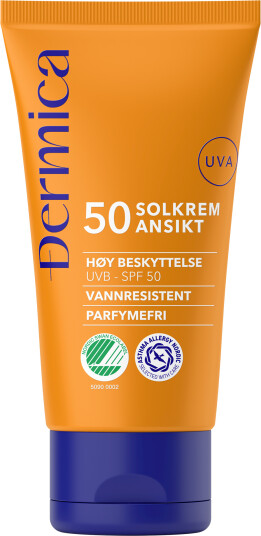 Dermica solkrem til ansikt SPF50 50 ml Dermica solkrem til ansikt SPF50 50 ml