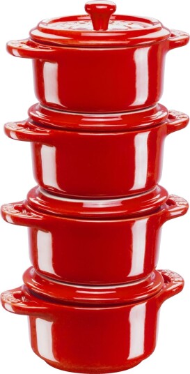 Staub Keramisk Gryte 200ml Rund Kirseb??rr??d   4 pk